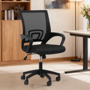 Mesh Office Chair, Adjustable Computer Desk Chair, Swivel Ergonomic Task Chair With Wheels and Lumbar Support